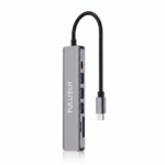 Fulltech 7 in 1 USB-C Hub - 4K HDMI, 100W PD Şarj, USB 3.0, SD/TF Kart Okuyucu Dönüştürücü